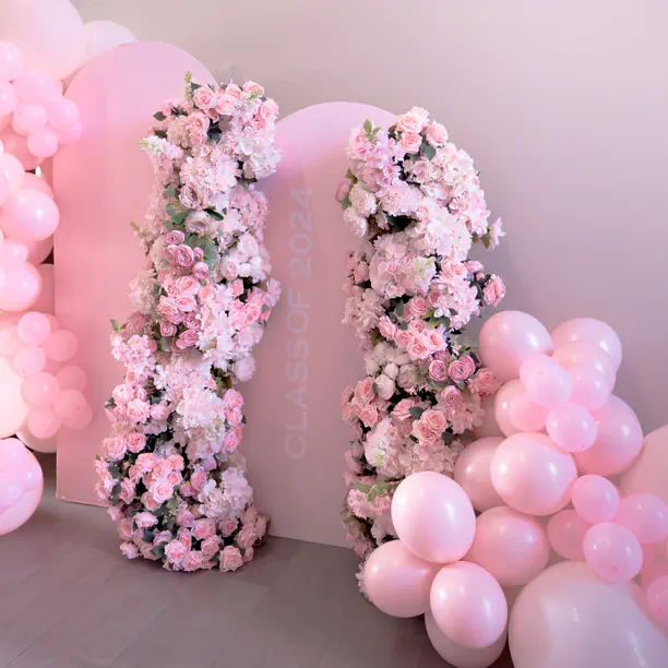 Backdrop with flower and Balloons (event venue add-ons) at Houston event venue - Up Above Venue