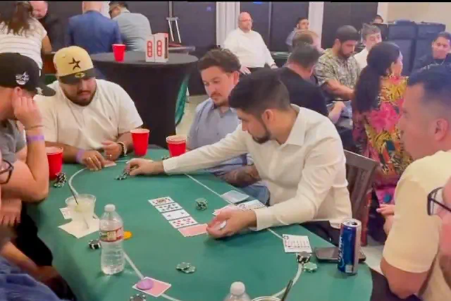 A group enjoying a poker match at Houston community event venue or gathering space - Up Above Vunue