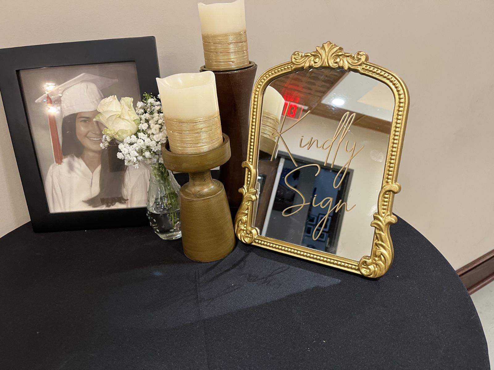 Houston funeral reception photo table